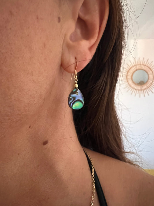 Boucles d’oreilles "Ormoa" Gouttes en Nacre d’ormeau