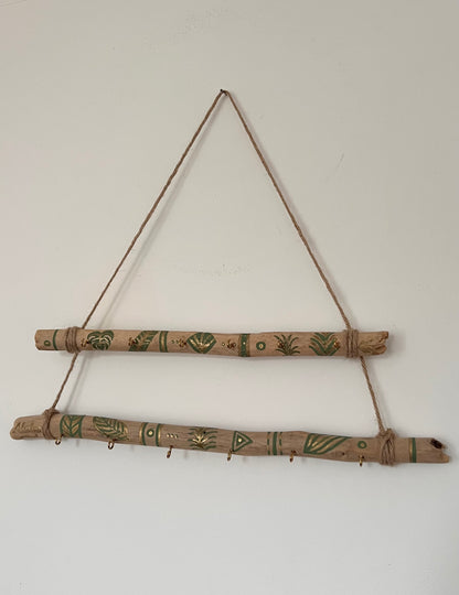 Porte-Bijoux en Bois Flotté (vert & doré)