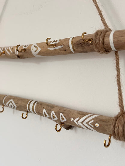 Porte-Bijoux en Bois Flotté (blanc & doré)