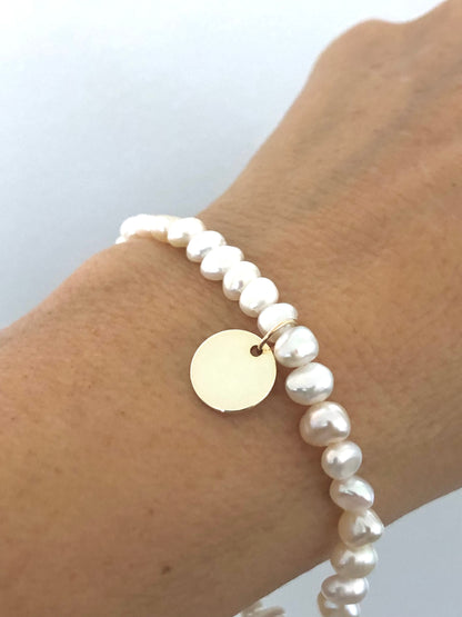 Bracelet "Avana" en perles d'eau douce et Or laminé 14k